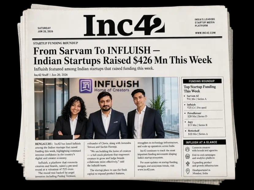 INFLUISH raises pre-seed funding at Rs 25 Cr valuation — Entrackr